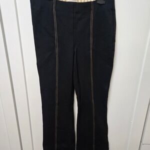 Anthropologie The Essential Crop Flare Black Pants XS Contrast Stitch RN66170